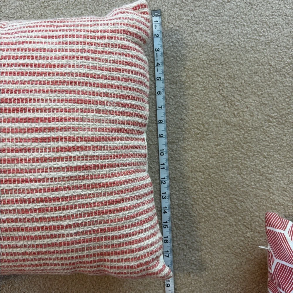Coral and White Decorative Pillow Set